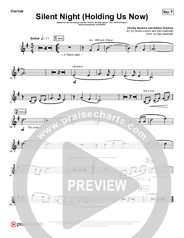 Silent Night (Holding Us Now) Clarinet (Christy Nockels)