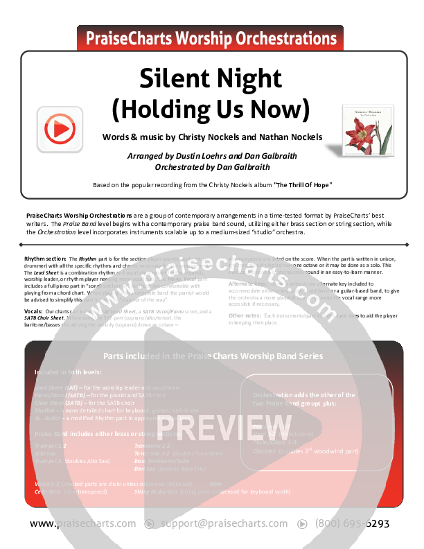 Silent Night (Holding Us Now) Cover Sheet (Christy Nockels)