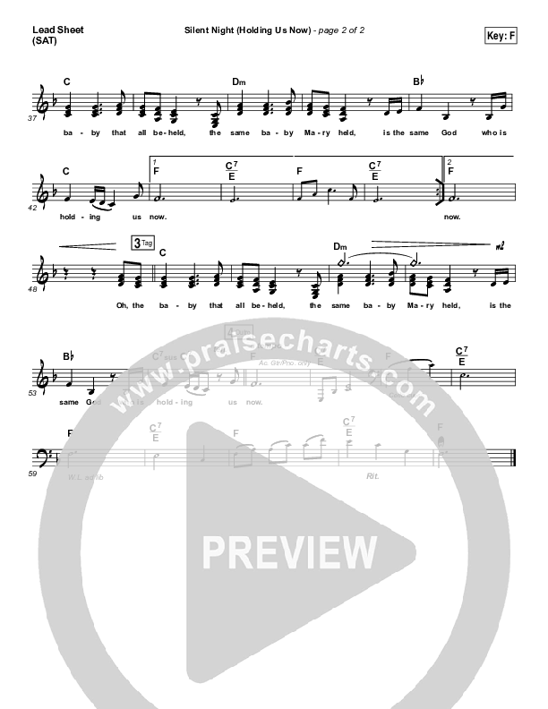 Silent Night (Holding Us Now) Lead Sheet (SAT) (Christy Nockels)