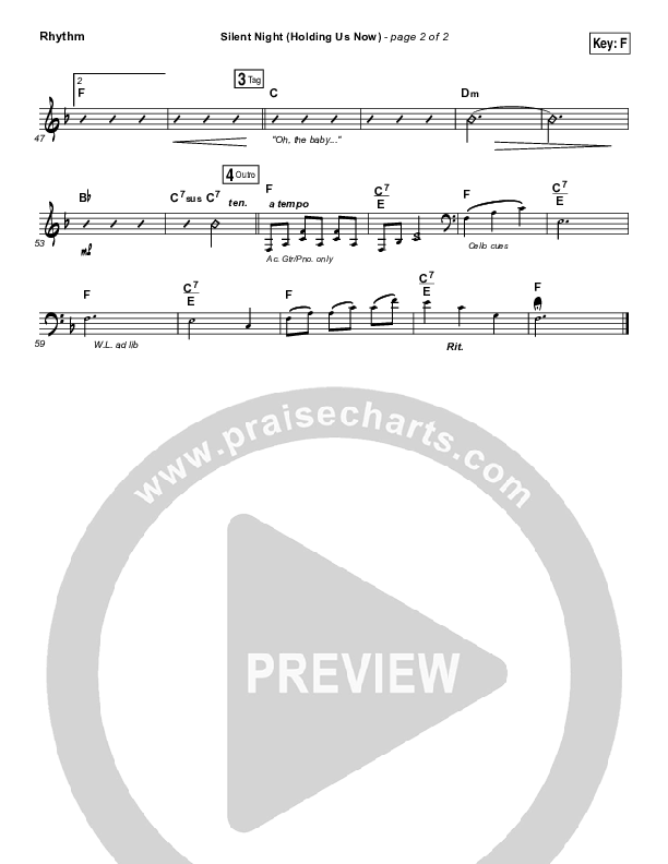 Silent Night (Holding Us Now) Rhythm Chart (Christy Nockels)