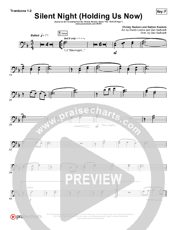 Silent Night (Holding Us Now) Trombone 1/2 (Christy Nockels)