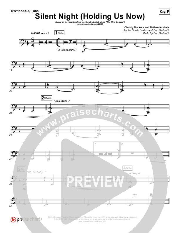 Silent Night (Holding Us Now) Trombone 3/Tuba (Christy Nockels)