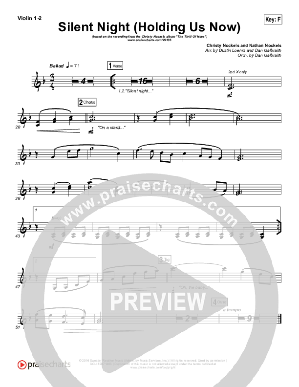 Silent Night (Holding Us Now) Violin 1/2 (Christy Nockels)