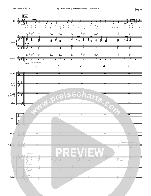 Joy To The World (The King Is Coming) Conductor's Score (Christy Nockels)