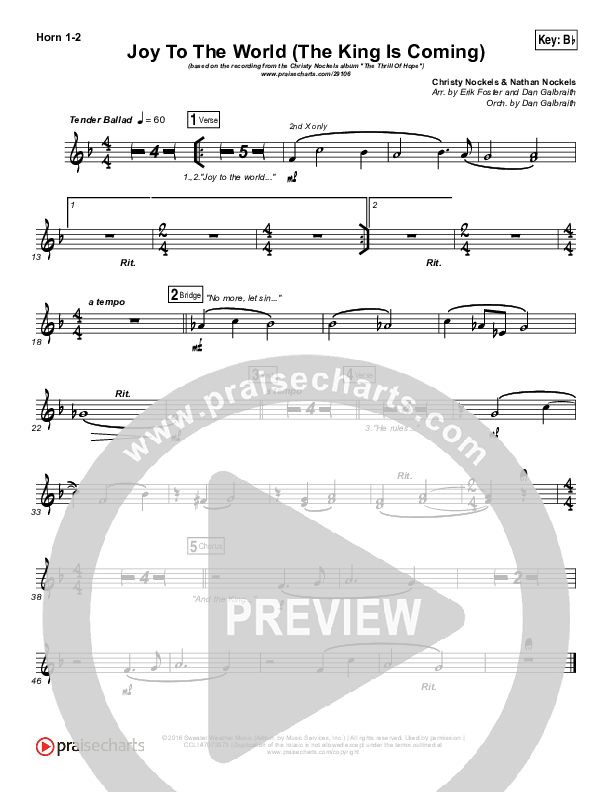 Joy To The World (The King Is Coming) Brass Pack (Christy Nockels)