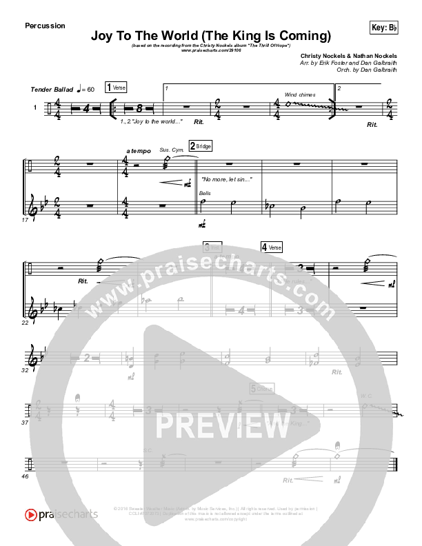Joy To The World (The King Is Coming) Percussion (Christy Nockels)