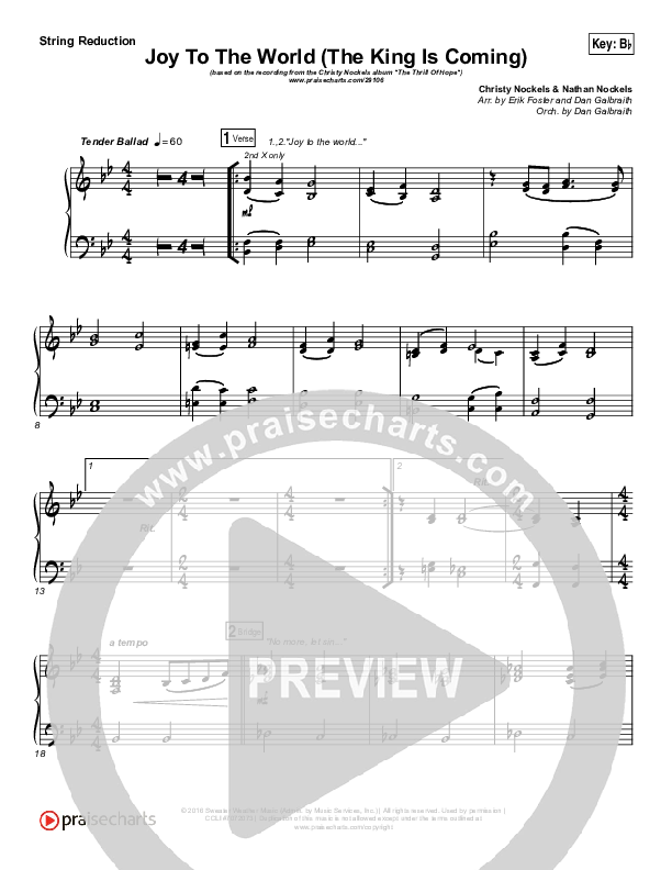 Joy To The World (The King Is Coming) Synth Strings (Christy Nockels)