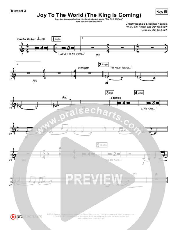 Joy To The World (The King Is Coming) Brass Pack (Christy Nockels)