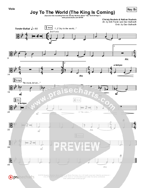 Joy To The World (The King Is Coming) Viola (Christy Nockels)