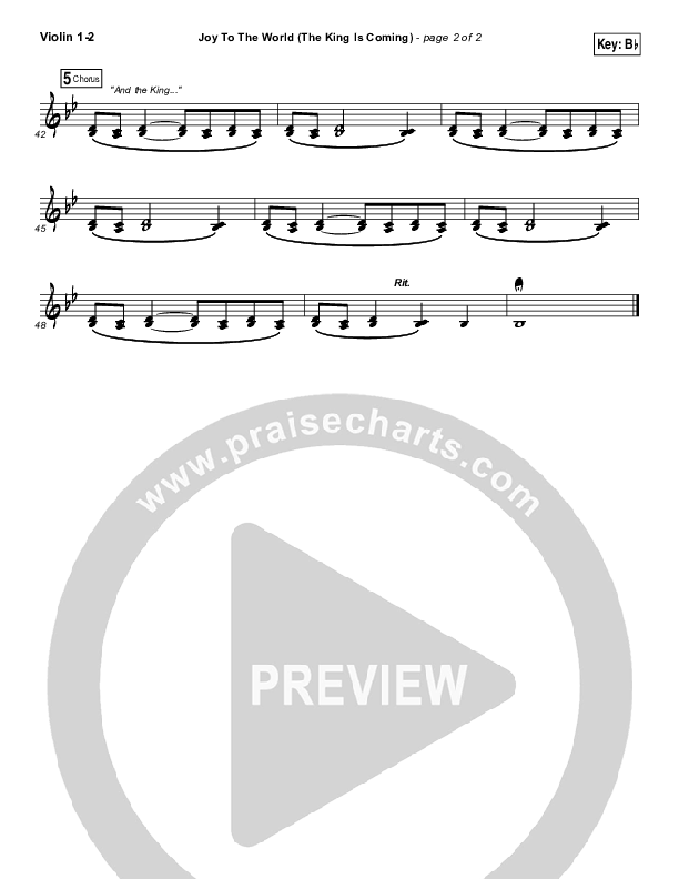 Joy To The World (The King Is Coming) Violin 1/2 (Christy Nockels)