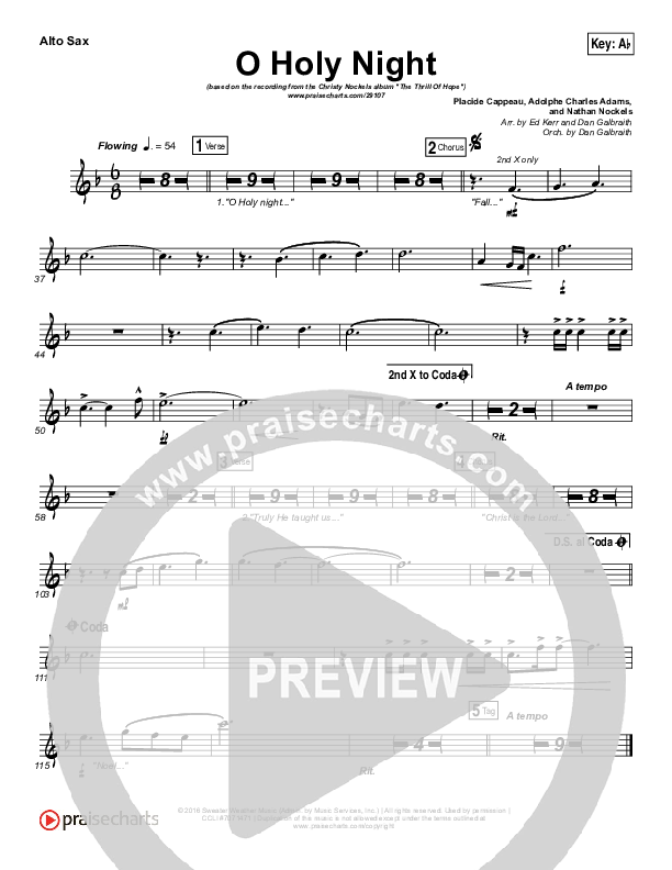 O Holy Night Alto Sax (Christy Nockels)