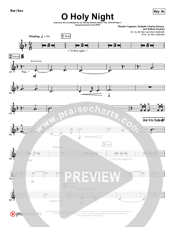 O Holy Night Bari Sax (Christy Nockels)