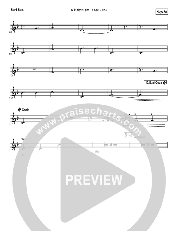 O Holy Night Bari Sax (Christy Nockels)