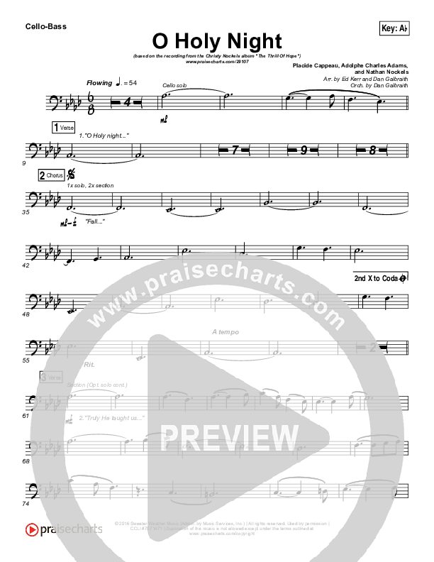 O Holy Night Cello/Bass (Christy Nockels)