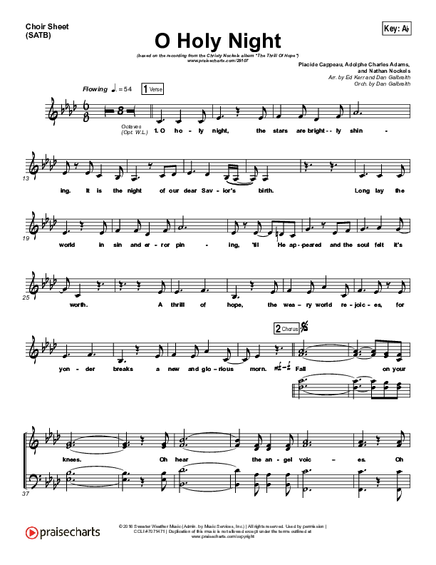 O Holy Night Choir Sheet (SATB) (Christy Nockels)