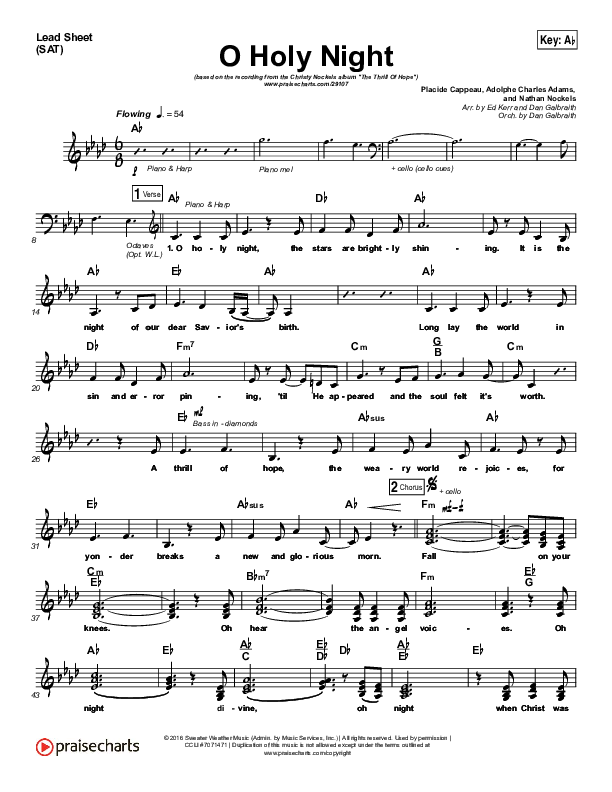 O Holy Night Lead Sheet (SAT) (Christy Nockels)