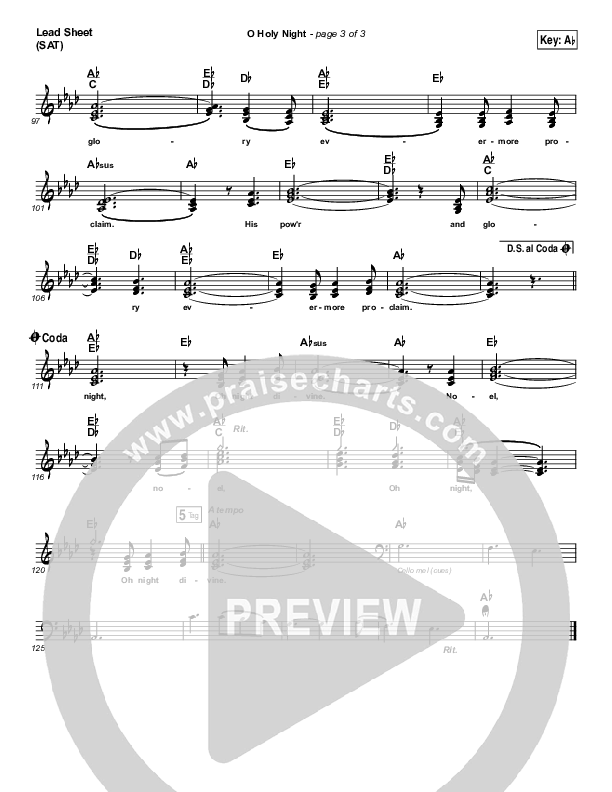 O Holy Night Lead Sheet (SAT) (Christy Nockels)