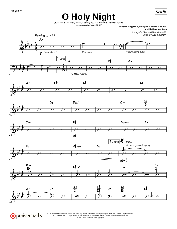 O Holy Night Rhythm Chart (Christy Nockels)