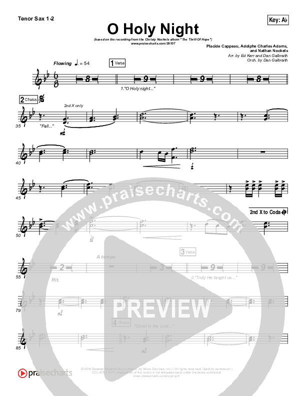 O Holy Night Tenor Sax 1/2 (Christy Nockels)