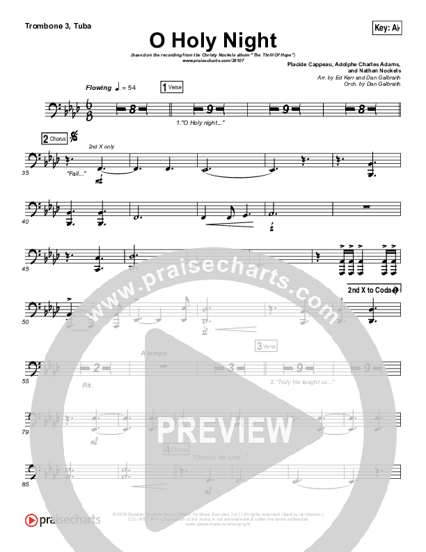 O Holy Night Trombone 3/Tuba (Christy Nockels)