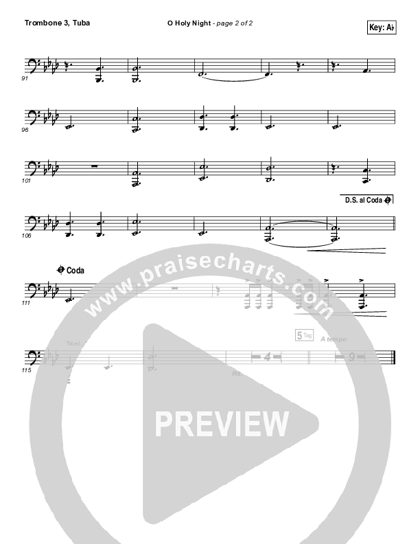 O Holy Night Trombone 3/Tuba (Christy Nockels)