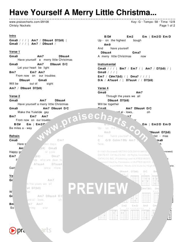 Have Yourself A Merry Little Christmas Chords & Lyrics (Christy Nockels)