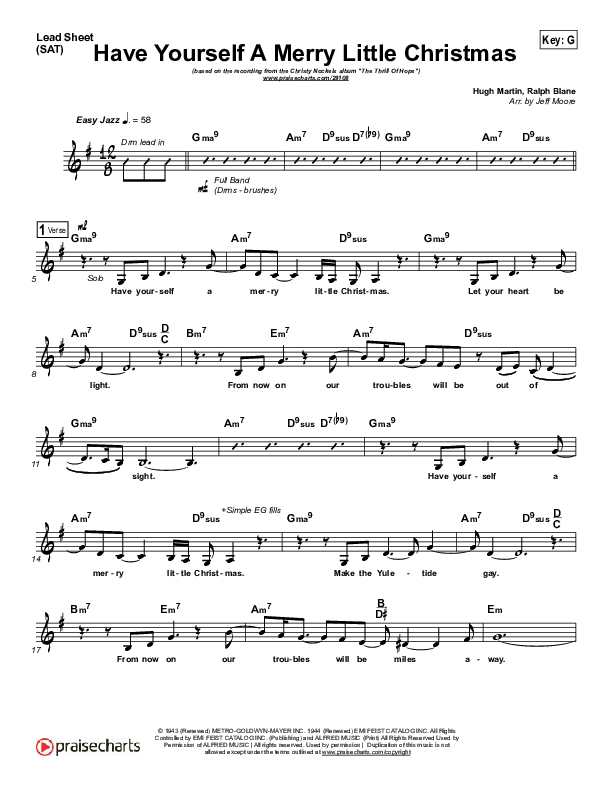 Have Yourself A Merry Little Christmas Lead Sheet (SAT) (Christy Nockels)