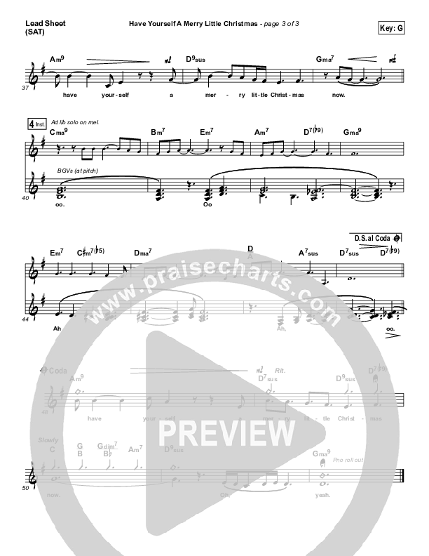 Have Yourself A Merry Little Christmas Lead Sheet (SAT) (Christy Nockels)