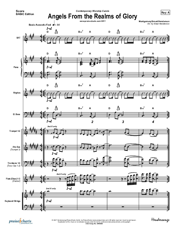Angels From The Realms Of Glory Conductor's Score (Jon Ward)