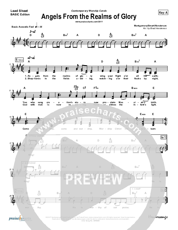 Angels From The Realms Of Glory Lead Sheet (SAT) (Jon Ward)