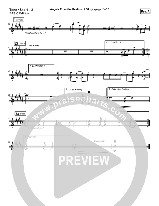 Angels From The Realms Of Glory Tenor Sax 1/2 (Jon Ward)