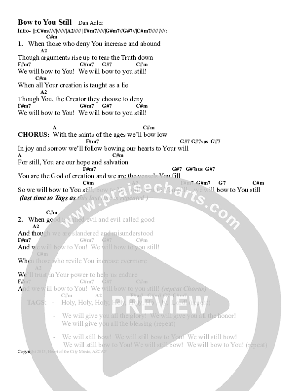 Bow To You Still Chords & Lyrics (Heart Of The City)