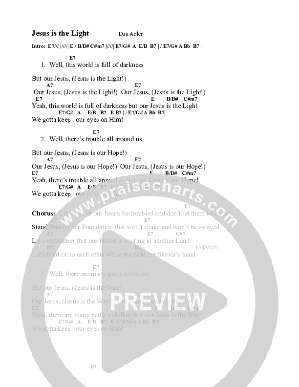 Jesus Is The Light Chords & Lyrics (Heart Of The City)