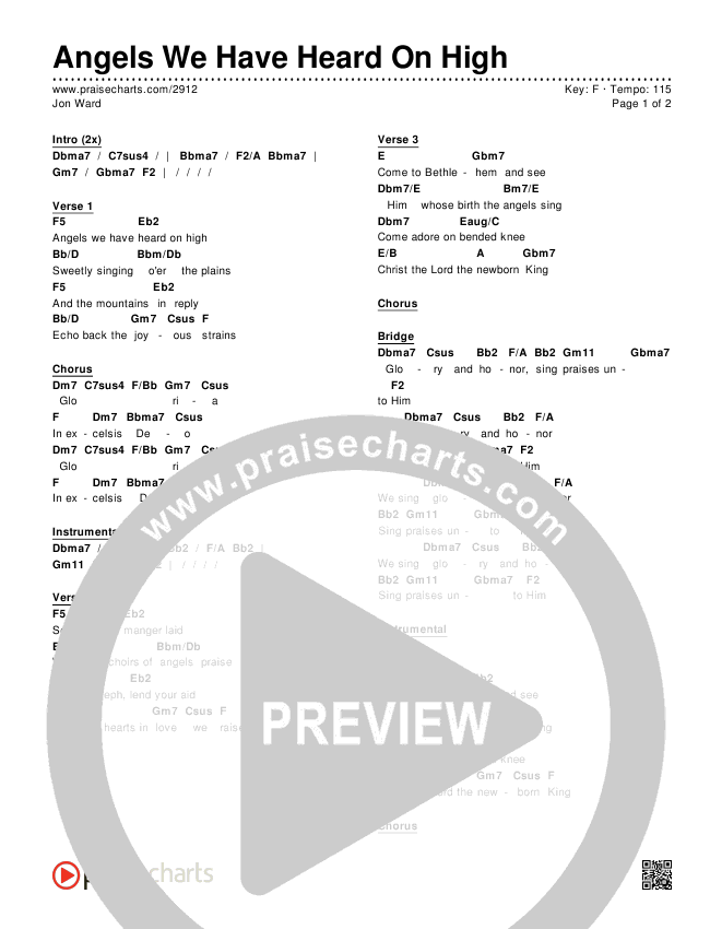 Angels We Have Heard On High Chords & Lyrics (Jon Ward)