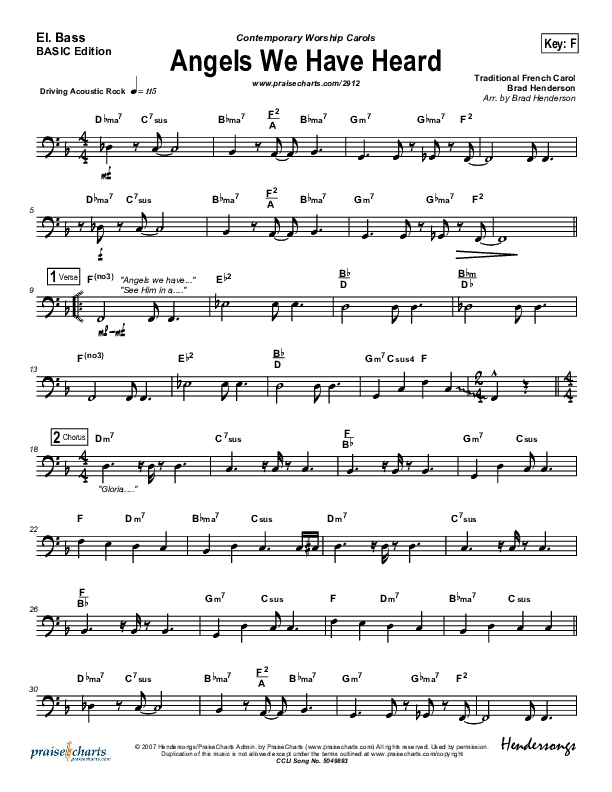 Angels We Have Heard On High Bass Guitar (Jon Ward)