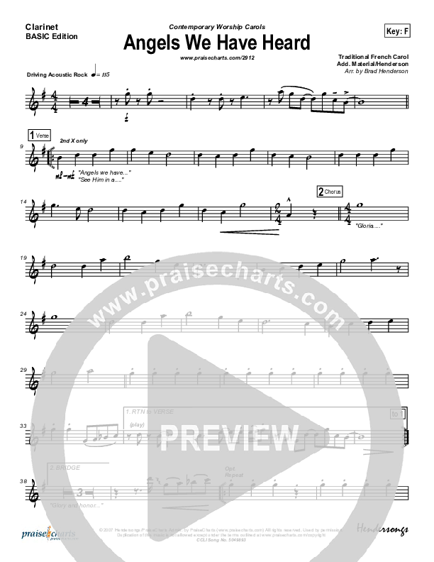 Angels We Have Heard On High Clarinet (Jon Ward)