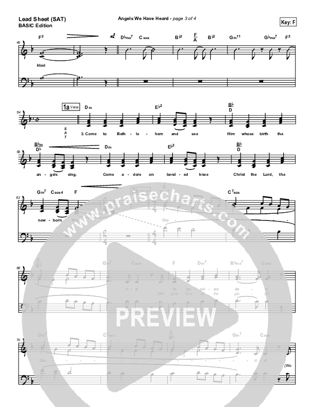 Angels We Have Heard On High Lead Sheet (SAT) (Jon Ward)