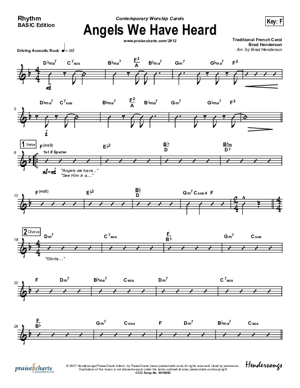 Angels We Have Heard On High Rhythm Chart (Jon Ward)