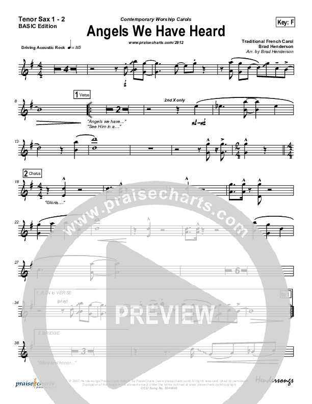 Angels We Have Heard On High Tenor Sax 1/2 (Jon Ward)