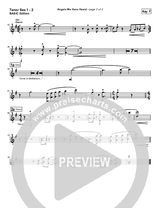 Angels We Have Heard On High Tenor Sax 1/2 (Jon Ward)