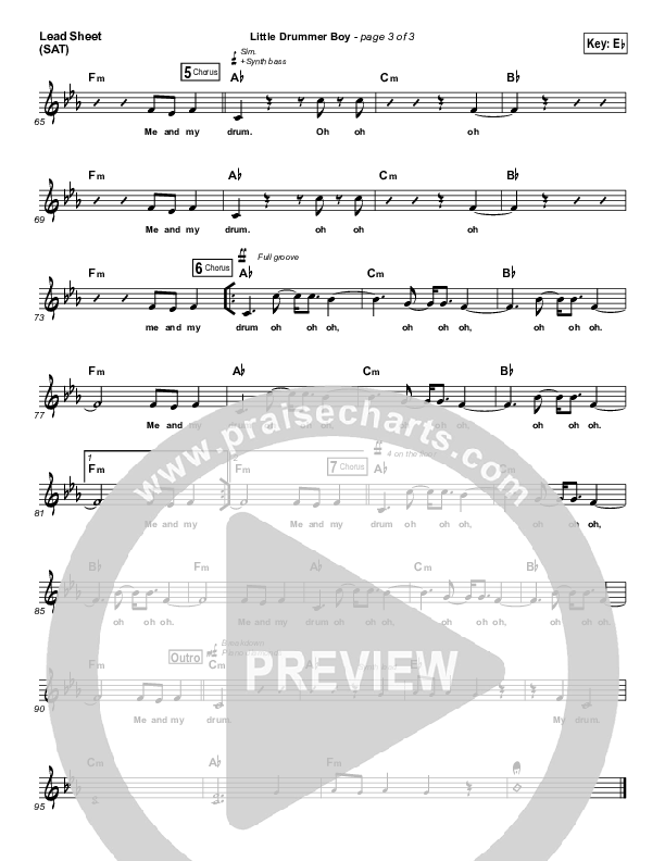 Little Drummer Boy Lead Sheet (Bethel Kids)