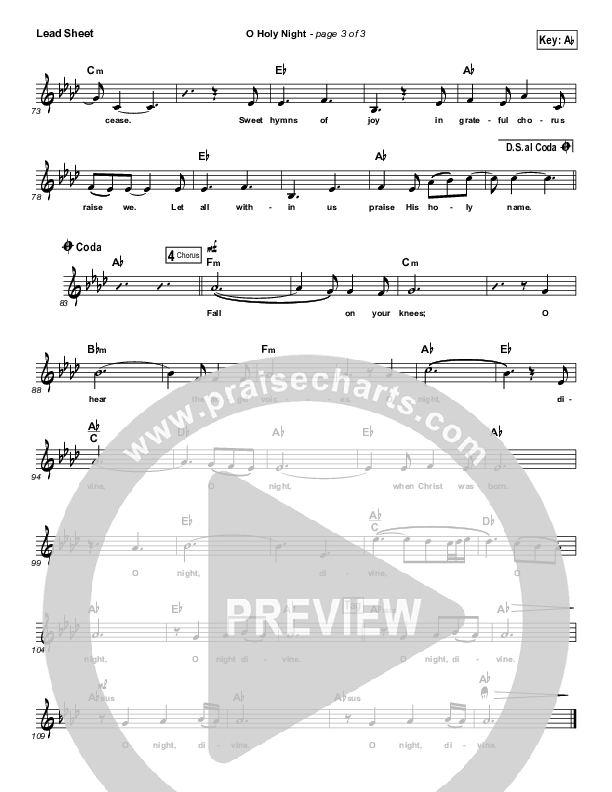 O Holy Night Lead Sheet (Bethel Kids)