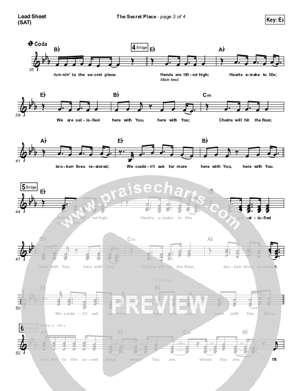 The Secret Place Lead Sheet (SAT) (Phil Wickham / Madison Cunningham)