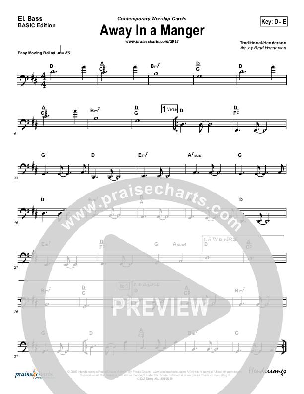 Away In A Manger Bass Guitar (Andrea Duvall)