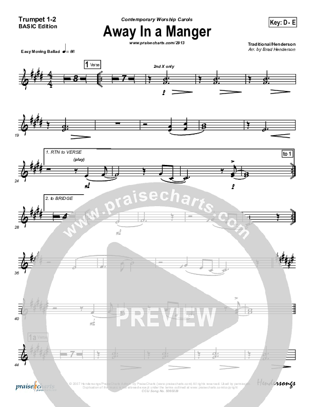 Away In A Manger Trumpet 1,2 (Andrea Duvall)