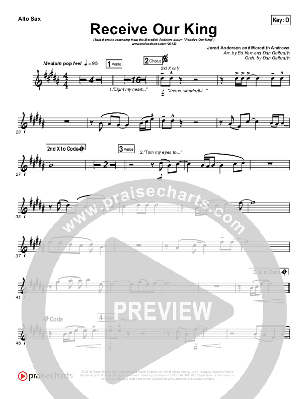 Receive Our King Alto Sax (Meredith Andrews / Michael Weaver)