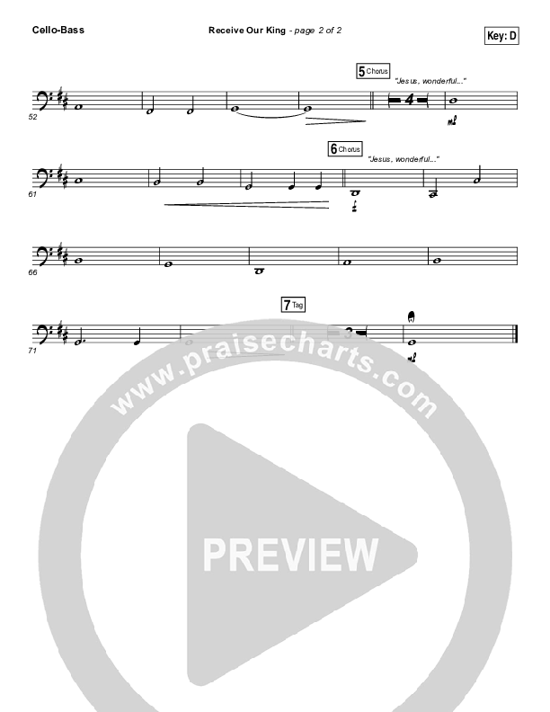 Receive Our King Cello/Bass (Meredith Andrews / Michael Weaver)