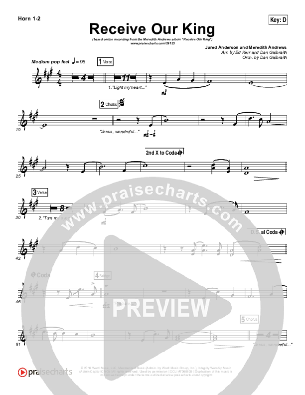 Receive Our King French Horn 1/2 (Meredith Andrews / Michael Weaver)