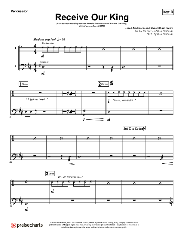 Receive Our King Percussion (Meredith Andrews / Michael Weaver)
