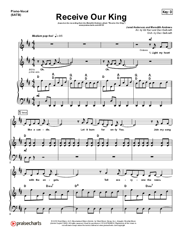 Receive Our King Piano/Vocal (SATB) (Meredith Andrews / Michael Weaver)